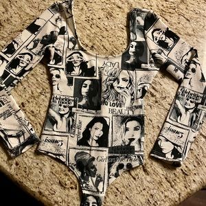 black and white bodysuit